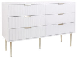 Wyld And Coco Nordic White 6-Drawer Chest Of Drawers With Metal Legs, Scandinavian Bedroom Storage - thumbnail 3