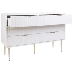 Wyld And Coco Nordic White 6-Drawer Chest Of Drawers With Metal Legs, Scandinavian Bedroom Storage - thumbnail 5