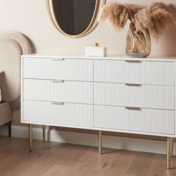 Wyld And Coco Nordic White 6-Drawer Chest Of Drawers With Metal Legs, Scandinavian Bedroom Storage - thumbnail 2