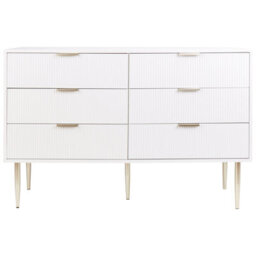 Wyld And Coco Nordic White 6-Drawer Chest Of Drawers With Metal Legs, Scandinavian Bedroom Storage - thumbnail 1