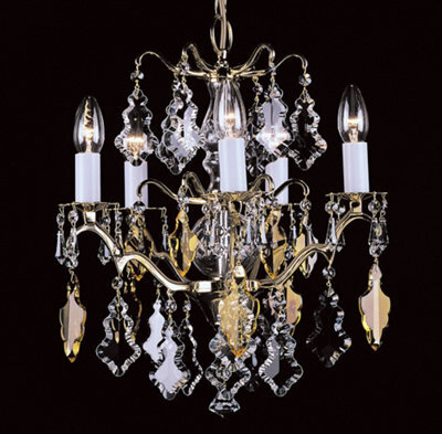 Luminosa Lighting Luminosa Louvre Polished Brass Crystal 5 Arm Chandelier
