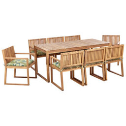 Beliani Garden Dining Set 8 Seater Sassari Ii With Cushions Certified Acacia Wood Green - thumbnail 1
