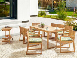 Beliani Garden Dining Set 8 Seater Sassari Ii With Cushions Certified Acacia Wood Green - thumbnail 2