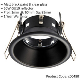 Anti-Glare Recessed Bathroom Downlight Ip65 - 50W Gu10 Reflector - Matt Black - thumbnail 2