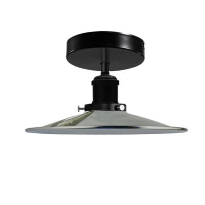 Vintage Industrial Ceiling Light Satin Nickel Lampshade Metal Semi Flush Mount Lamp For Kitchen & Porch - image 1