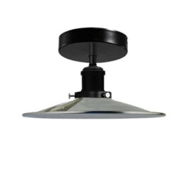 Industrial Ceiling Light Satin Nickel Lampshade Metal E27 Base Semi Flush Mount Lamp For Kitchen & Porch  Without Bulb