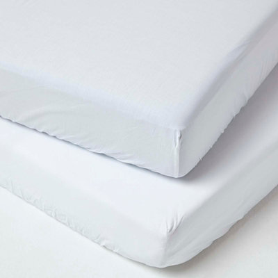 Homescapes White Cotton Fitted Cot Sheets 200 Thread Count, 2 Pack - image 1