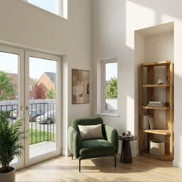 H175Xw45Xd29Cm Nesto Solid Wood Corner Bookshelf  Natural Finish Open Bookcase, Rustic Scandinavian - thumbnail 4