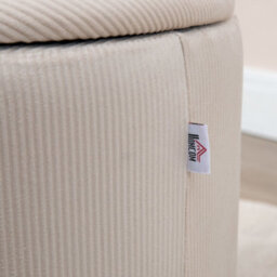 Homcom Modern Fabric Storage Ottoman With Removable Lid, Set Of 2, Cream White - thumbnail 8