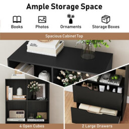 Gainoom 4-Cube Black Bookcase 130Cm 5-Tier Tall Freestanding Bookshelf Modern Open Cube Display Rack - thumbnail 7