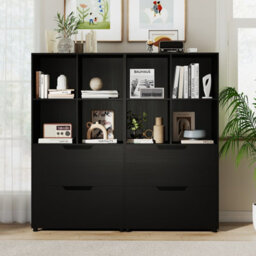 Gainoom 4-Cube Black Bookcase 130Cm 5-Tier Tall Freestanding Bookshelf Modern Open Cube Display Rack - thumbnail 4