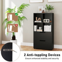 Gainoom 4-Cube Black Bookcase 130Cm 5-Tier Tall Freestanding Bookshelf Modern Open Cube Display Rack - thumbnail 5