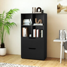 Gainoom 4-Cube Black Bookcase 130Cm 5-Tier Tall Freestanding Bookshelf Modern Open Cube Display Rack - thumbnail 3