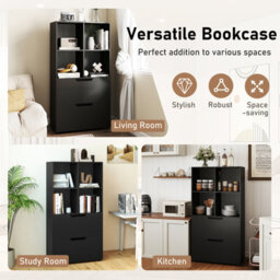 Gainoom 4-Cube Black Bookcase 130Cm 5-Tier Tall Freestanding Bookshelf Modern Open Cube Display Rack - thumbnail 8
