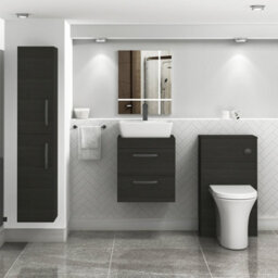 Royal Bathrooms 500mm Wall Hung Vanity Unit 2 Drawer Hale Black & Cube Countertop Basin With Matt Black Handle - thumbnail 2