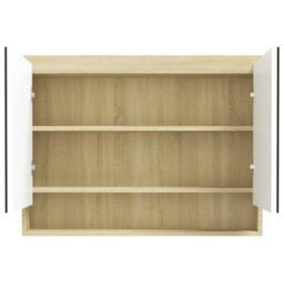 Berkfield Bathroom Mirror Cabinet 80X15X60 Cm Mdf White And Oak - thumbnail 3