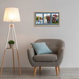 AK Frames 40X20Cm Oak Sleek Multi Photo Frame With Pompadour Mount - Holds 3 Apertures (3X) 6X4 Photos - thumbnail 3