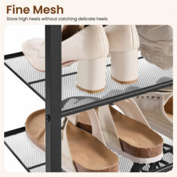 Yaheetech 10-Tier Stackable Iron Shoe Rack, 50-Pair Capacity Modular 2-In-1 Open Design, Rustic Brown - thumbnail 5