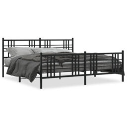 Berkfield Metal Bed Frame Without Mattress With Footboard Black 183X213Cm - thumbnail 2