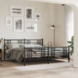Berkfield Metal Bed Frame Without Mattress With Footboard Black 183X213Cm - thumbnail 1