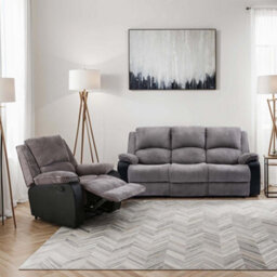 More4Homes Postana Electric Recliner Jumbo Cord 1+3 Seater Sofa Set (Grey) - thumbnail 1