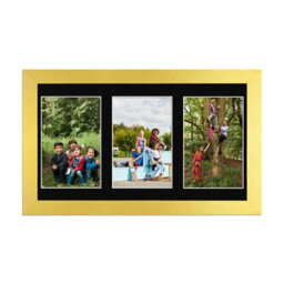 AK Frames 40X20Cm Gold Modern Multi Photo Frame With Black Mount - Holds 3 Apertures (3X) 6X4 Photos - thumbnail 1