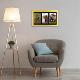 AK Frames 40X20Cm Gold Modern Multi Photo Frame With Black Mount - Holds 3 Apertures (3X) 6X4 Photos - thumbnail 3