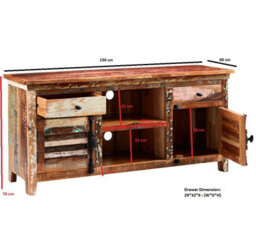 Buttercup Farm Coastal Large Tv Media Credenza - Wood - L40 X W150 X H70 Cm - thumbnail 6