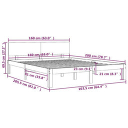 Berkfield Bed Frame Solid Wood Pine 160X200 Cm - thumbnail 8