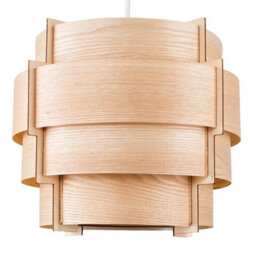 Valuelights Persia Brown Modern Wood Veneer Stepped Drum Ceiling Light Shades (D)35Cm - thumbnail 1