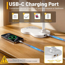 Amorly Dual Swing Arm Dimmable Desk Lamp, 5 Color Modes Usb Charging Led Lamp, White Adjustable Lighting For Home Office & Dorm - thumbnail 6