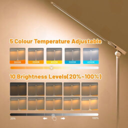 Amorly Dual Swing Arm Dimmable Desk Lamp, 5 Color Modes Usb Charging Led Lamp, White Adjustable Lighting For Home Office & Dorm - thumbnail 2