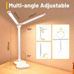 Amorly Dual Swing Arm Dimmable Desk Lamp, 5 Color Modes Usb Charging Led Lamp, White Adjustable Lighting For Home Office & Dorm - thumbnail 7