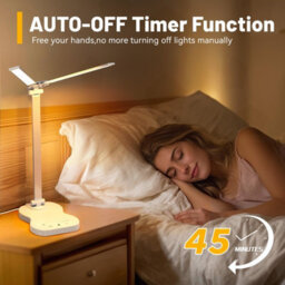 Amorly Dual Swing Arm Dimmable Desk Lamp, 5 Color Modes Usb Charging Led Lamp, White Adjustable Lighting For Home Office & Dorm - thumbnail 4