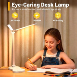 Amorly Dual Swing Arm Dimmable Desk Lamp, 5 Color Modes Usb Charging Led Lamp, White Adjustable Lighting For Home Office & Dorm - thumbnail 3