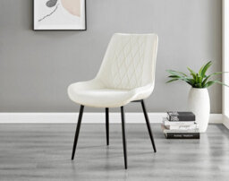 Furniturebox Carson 6 Seater White Marble Effect Rectangular Scratch Resistant Dining Table With 6 Cream Pesaro Velvet Black Leg Chairs - thumbnail 5