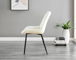 Furniturebox Carson 6 Seater White Marble Effect Rectangular Scratch Resistant Dining Table With 6 Cream Pesaro Velvet Black Leg Chairs - thumbnail 7