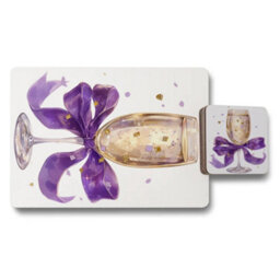Benjamin Tate Design Placemat Coaster Set Purple Ribbon Art Limited Edition