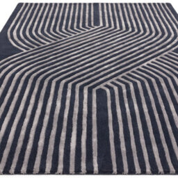 Blue Teal Handmade Modern Striped Wool 12-14mm Thick Stain-Resistant Rug For Bedroom, Living, Dining Room-120Cm X 170Cm - thumbnail 3