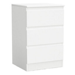 Urbn-Living Urbnliving 62Cm Height White 3 Drawer High Wooden Bedroom Chest Cabinet No Handle Drawer Storage - thumbnail 4