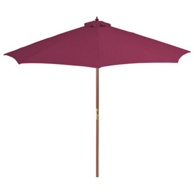 Berkfield Elegant Outdoor Parasol With Wooden Pole 300 Cm Bordeaux Red - image 1
