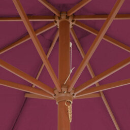 Berkfield Elegant Outdoor Parasol With Wooden Pole 300 Cm Bordeaux Red - thumbnail 5