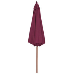 Berkfield Elegant Outdoor Parasol With Wooden Pole 300 Cm Bordeaux Red - thumbnail 3
