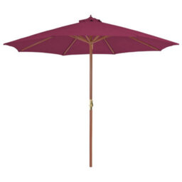 Berkfield Elegant Outdoor Parasol With Wooden Pole 300 Cm Bordeaux Red - thumbnail 2