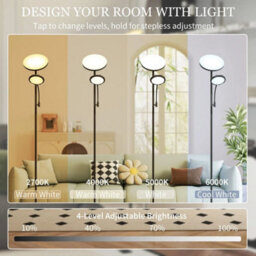 Floor Lamp For Living Room, Standing Lamp With 4 Scene Modes, Black - thumbnail 4