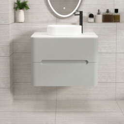 Royal Bathrooms Venice 700mm Dove Grey Wall Mounted Bathroom Countertop Vanity Unit 2 Drawer With Lyon Basin - thumbnail 1