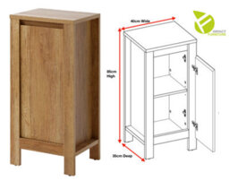 Impact Furniture Freestanding Bathroom Cabinets Furniture Set 600mm Vanity Sink Unit Mirror Tall Storage Cabinet Oak Effect Classic - thumbnail 6