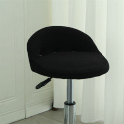Modern Irregular Round Swivel Bar Stool Cover, Scandinavian Style Kitchen Chair Dining Room 1 Piece, Black - thumbnail 5