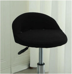 Modern Irregular Round Swivel Bar Stool Cover, Scandinavian Style Kitchen Chair Dining Room 1 Piece, Black - thumbnail 1