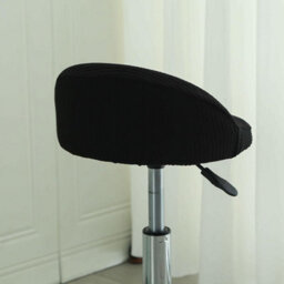 Modern Irregular Round Swivel Bar Stool Cover, Scandinavian Style Kitchen Chair Dining Room 1 Piece, Black - thumbnail 3